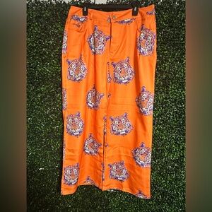 Orange Pants with Tiger Print
